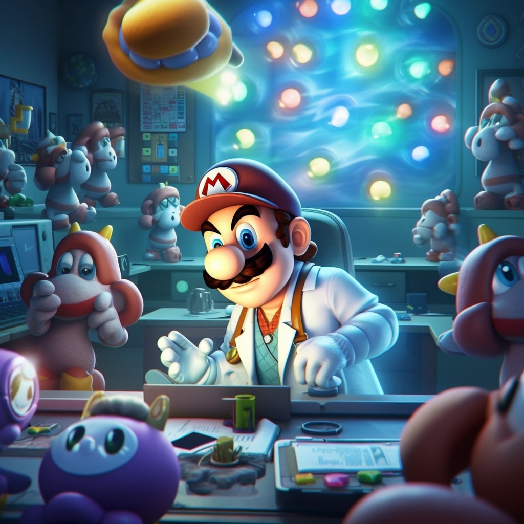 Dr. Mario creating in his lab